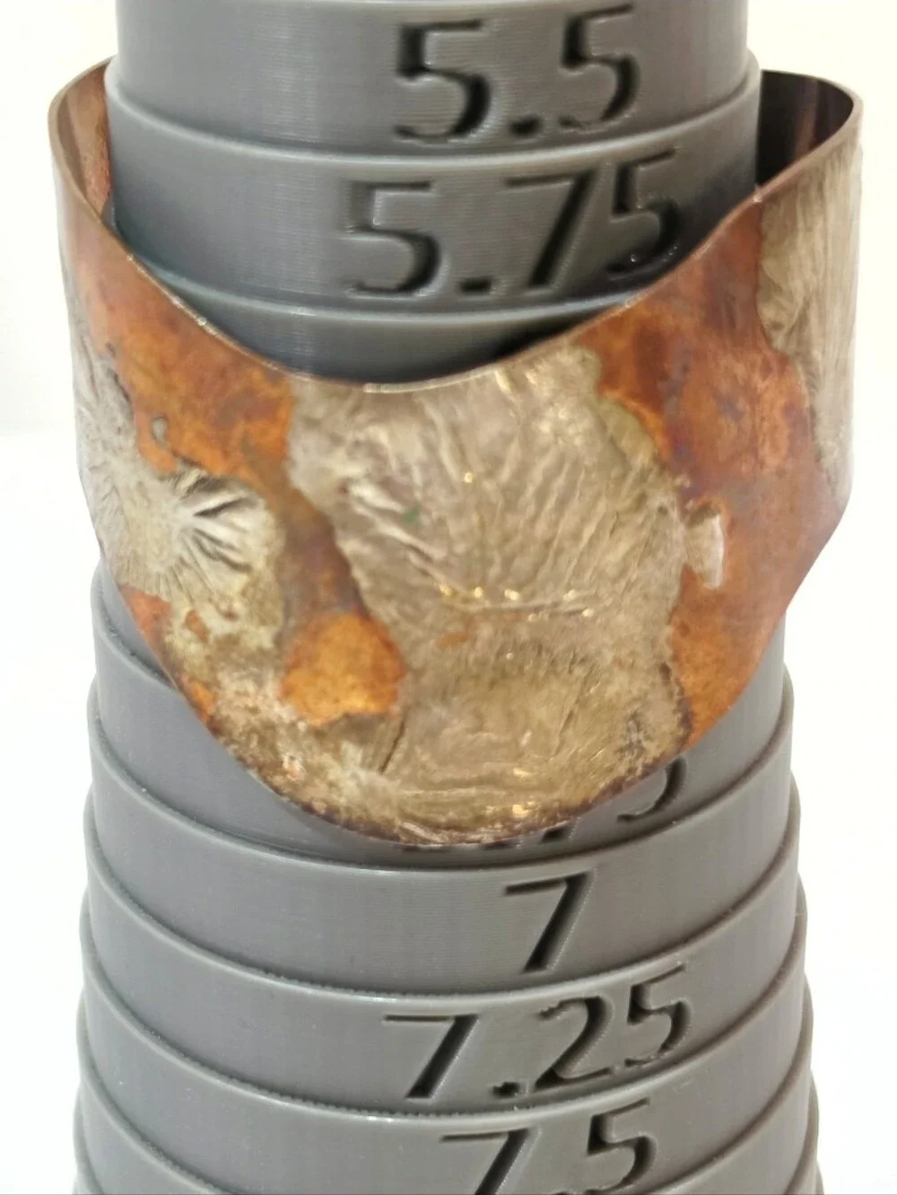 Handcrafted Copper Cuff Bracelet w/ Fused Sterling Silver Textured Design